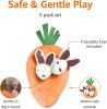 Interactive Hide and Seek Squeaky Dog Plush Toy, Rabbit and Carrot, Orange and White, 5-Pack - Orange and white
